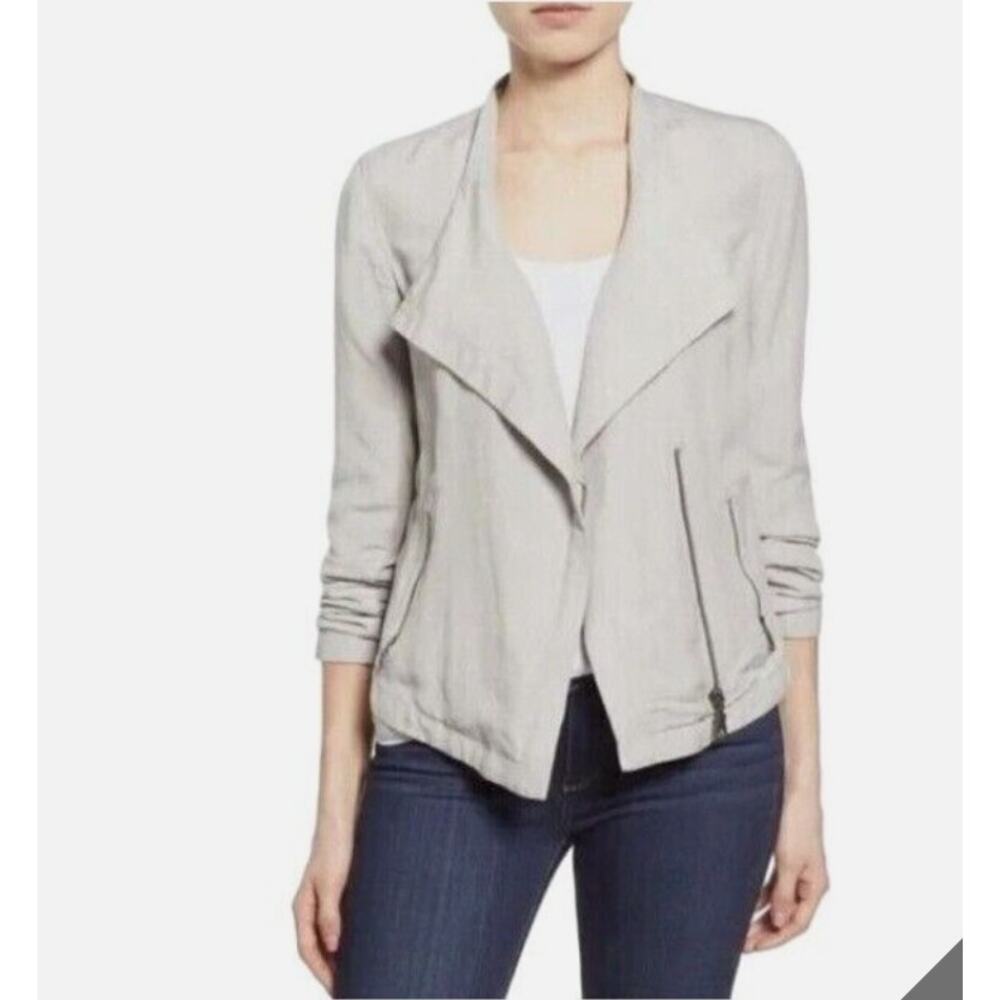 NIC + ZOE sz XS linen zip cream blazer jacket NWOT